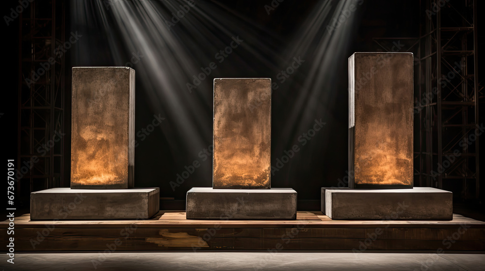 Urban podium with exposed concrete backdrop. Urban podium with exposed concrete backdrop.