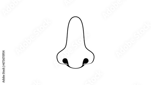 human nose, black flat illustration