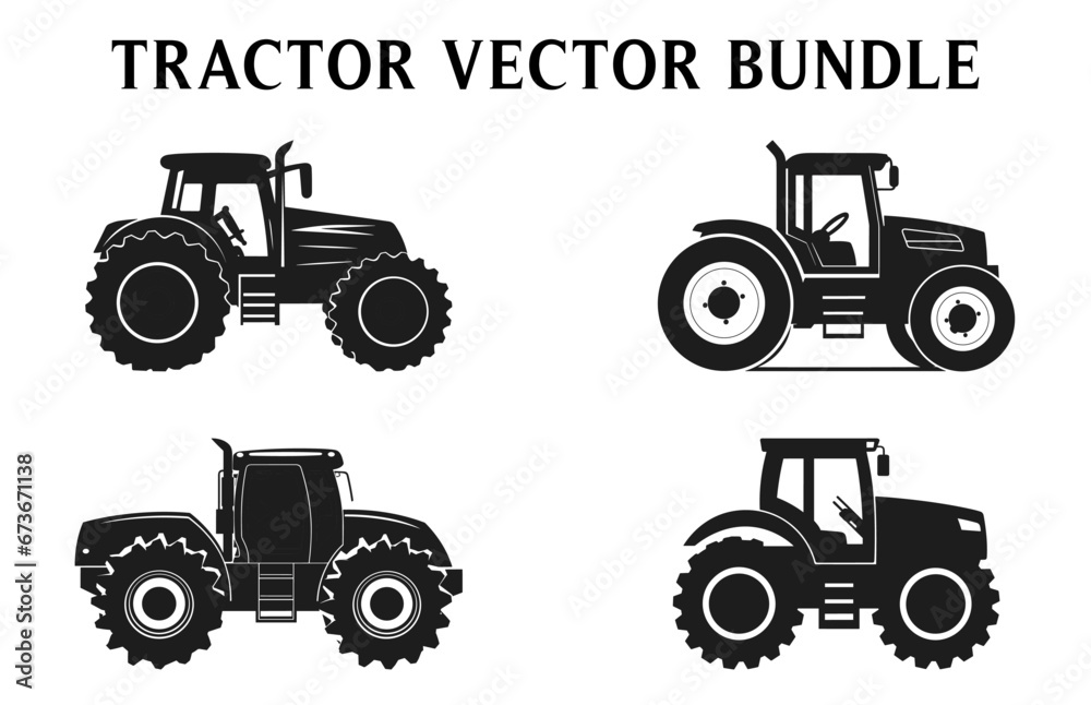 Tractor Silhouettes Clipart, Silhouette of tractor illustration Vector Bundle Tractor Silhouettes Clipart, Silhouette of tractor illustration Vector Bundle