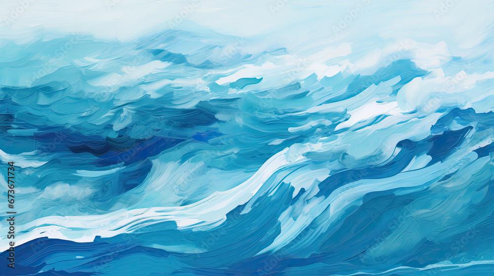 Obraz premium High-impact wave pattern with sharp angular lines in bold blues and teals