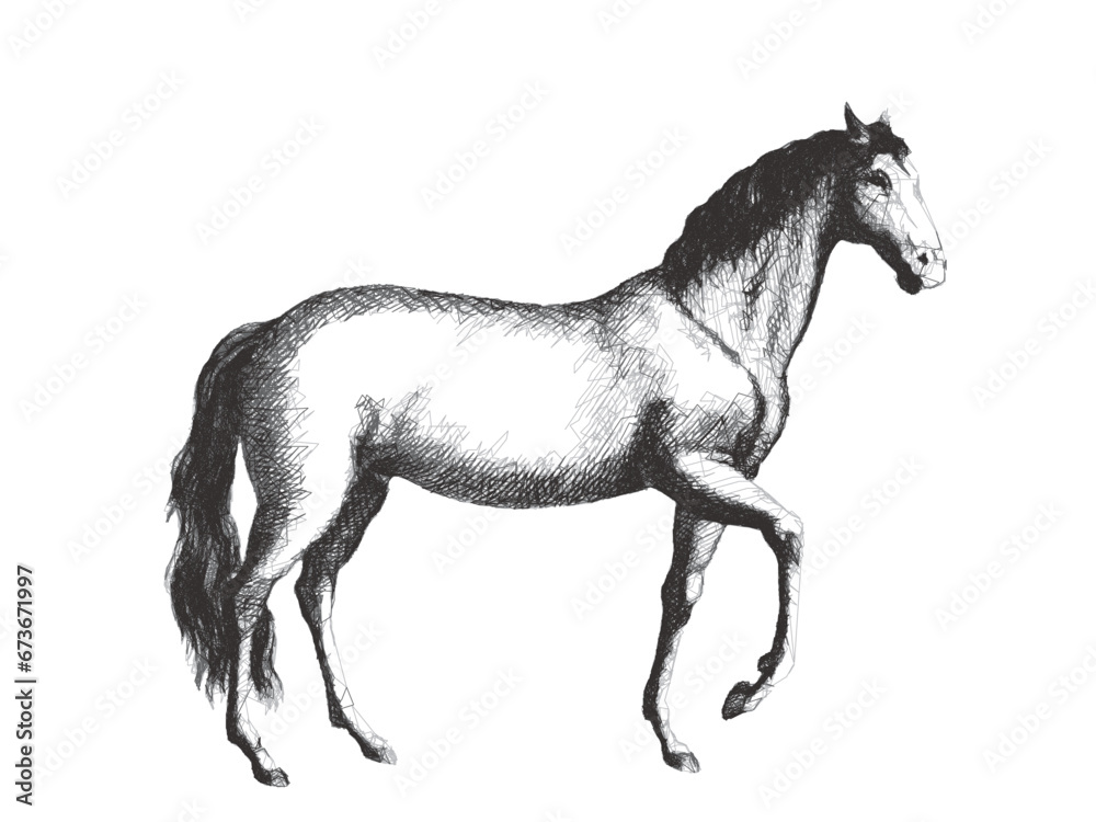 Fototapeta premium Horse. Doodle sketch. Vintage vector illustration.