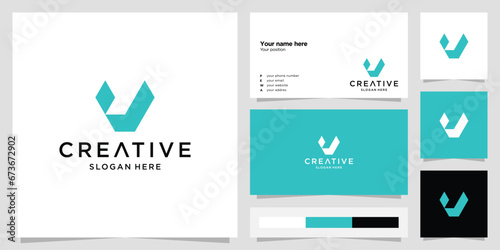 U letter logo, abstract U shape element with business card template. Best for identities and logotype