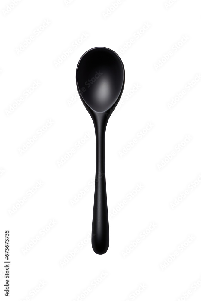 Minimalistic Concept of Black Spoon on White Table. Elevated View, transparent background
Minimalistic Concept of Black Spoon on White Table. Elevated View, transparent background