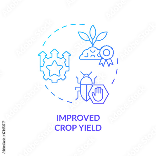 2D gradient improved crop yield icon, isolated vector, integrated pest management thin line illustration.