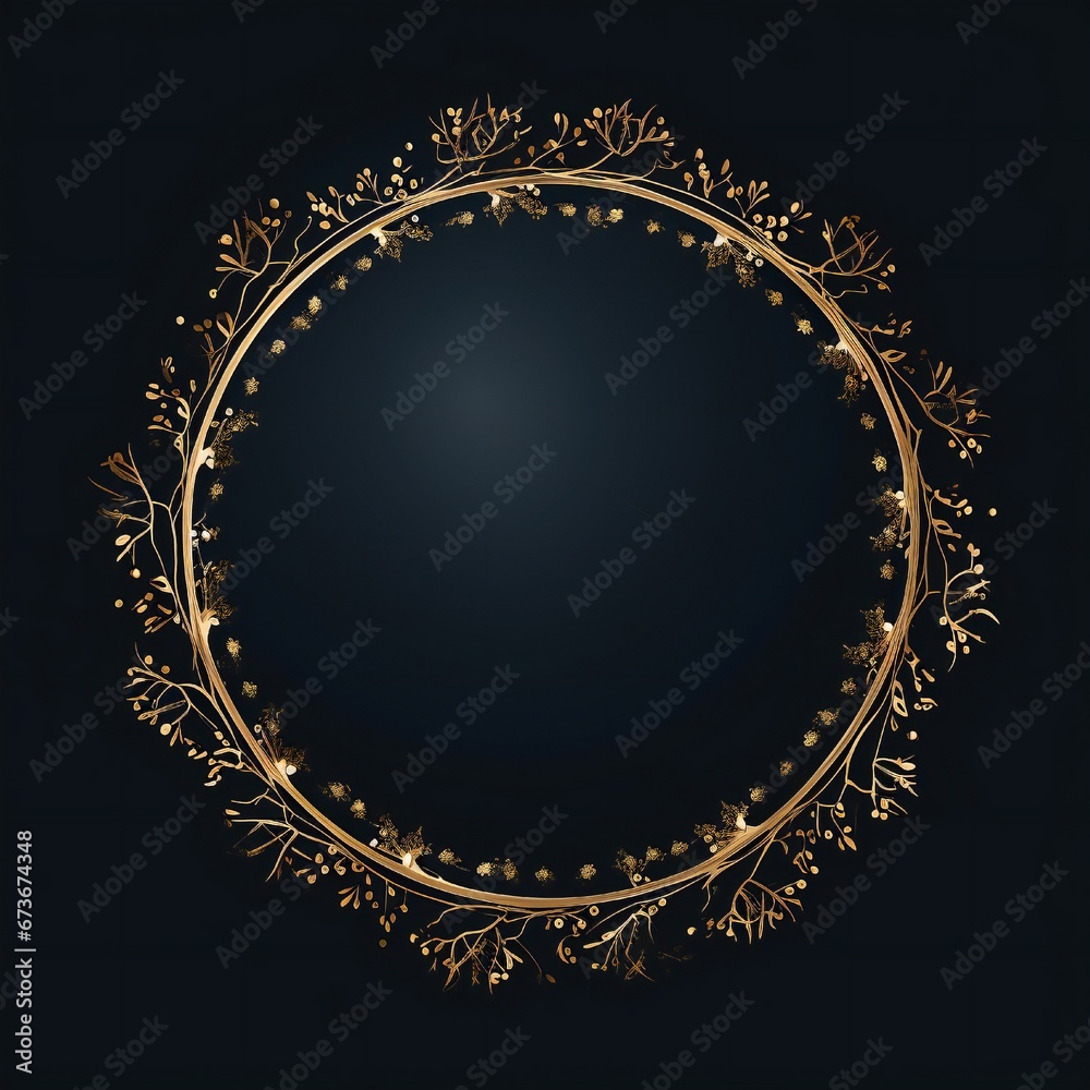 Empty Christmas circle design element flat style on black background Generative AI
Empty Christmas circle design element flat style on black background Generative AI