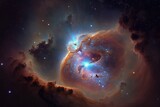 Nebula in the sky with stars. AI generated