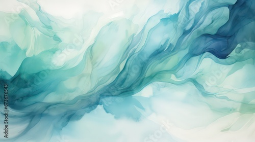 Soothing tones of blue, green, and teal in this abstract watercolor pattern. The blend of colors creates a colorful art background and template.