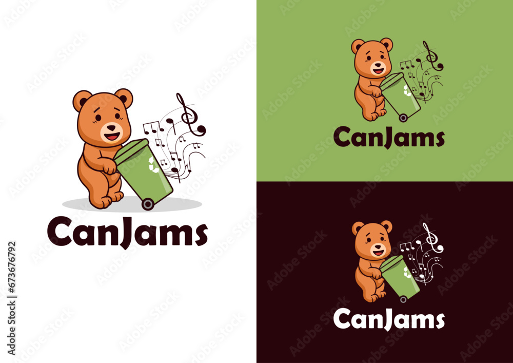 Fototapeta premium Vector teddy bear taking out the trash