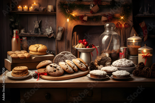 Assorted Christmas holiday desserts and sweets.