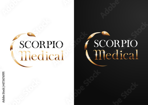 Vector scorpion moon logo design concept