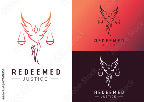Vector phoenix with balance logo design concept