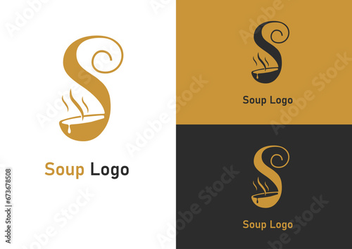 Vector letter s and soup logo design concept