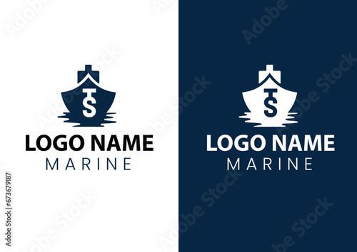Vector marine ship logo design