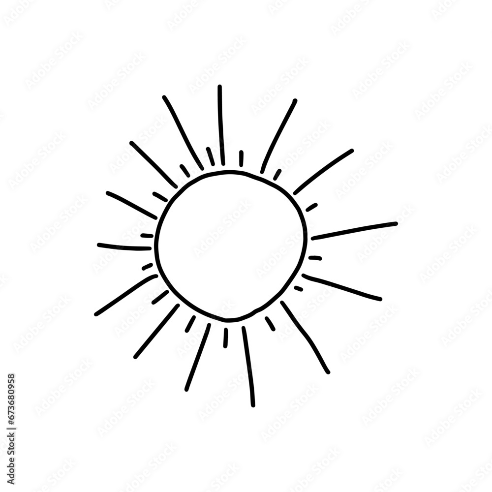 Hand drawn sun doodle vector