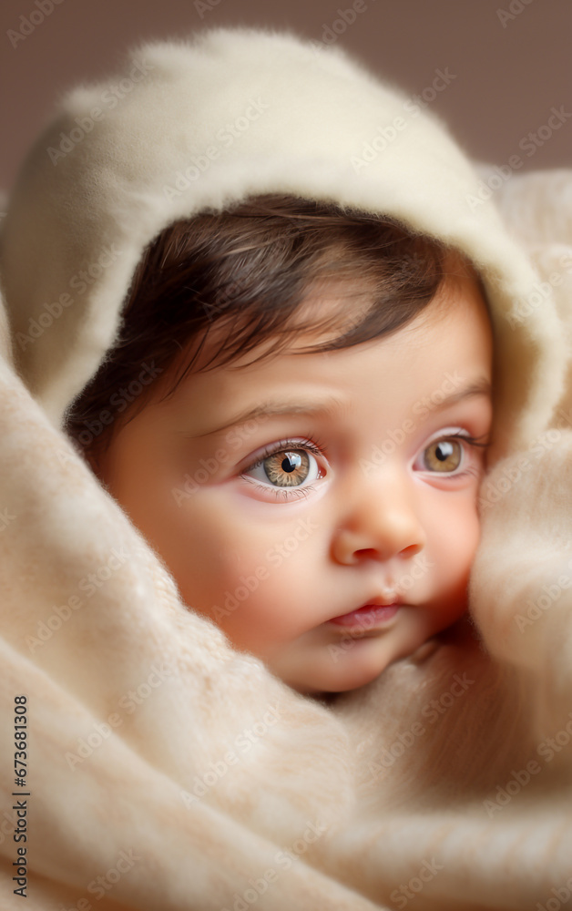 Close-up portrait of a adorable little baby