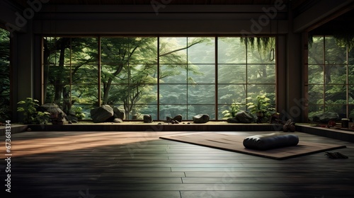 Interior of a modern building. AI generated art illustration.