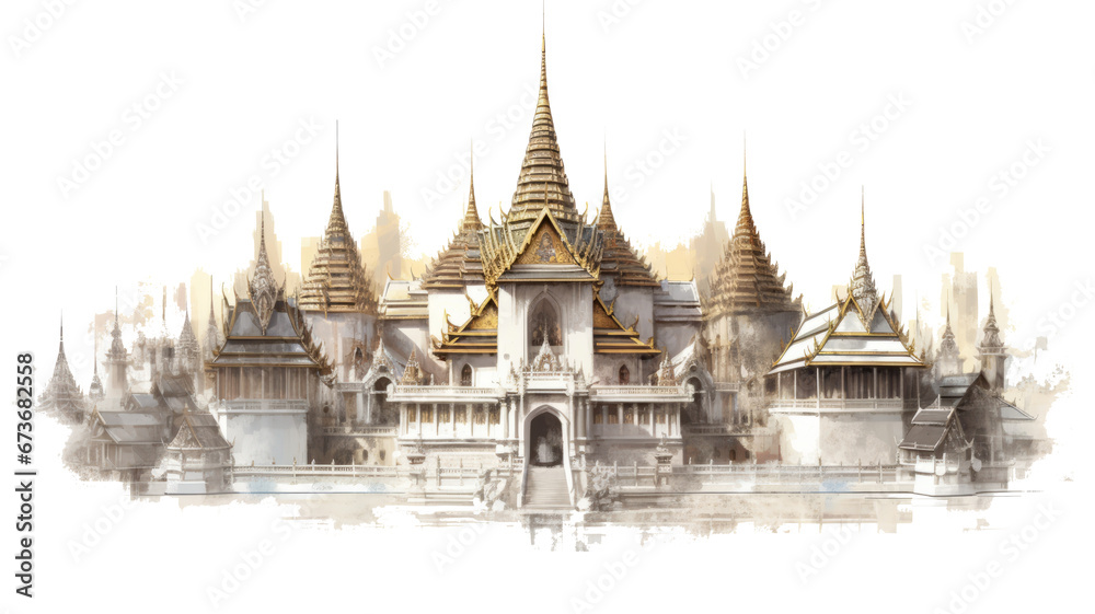 thailand's wat phra kaew temple in Bangkok on transparent background thailand's wat phra kaew temple in Bangkok on transparent background