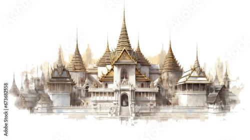 thailand's wat phra kaew temple in Bangkok on transparent background photo