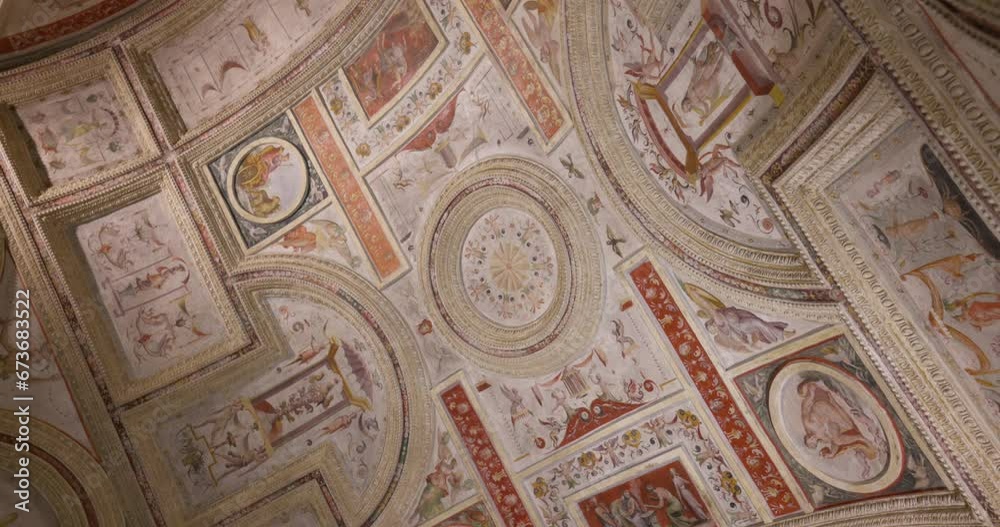 The Palazzo Ducale di Mantova Ceiling In Mantua, Lombardy, Northern Italy. Low Angle The Palazzo Ducale di Mantova Ceiling In Mantua, Lombardy, Northern Italy. Low Angle