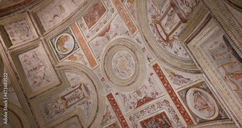 The Palazzo Ducale di Mantova Ceiling In Mantua, Lombardy, Northern Italy. Low Angle 