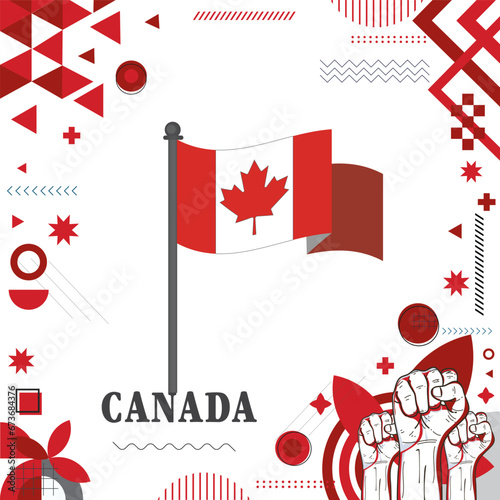 Canada Flag national day design Abstract geometric decoration vector illustration