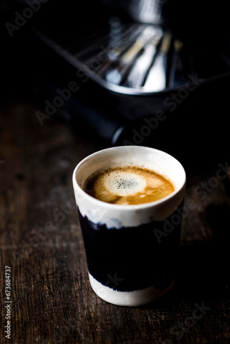 Cup of freshly brewed espresso photo