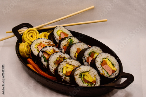 Local Indonesian kimbab with various contents with a very savory and delicious taste