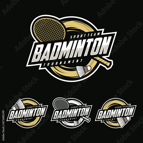 Badminton club logo template, Badminton tournaments logotype set collection. Abstract sport symbol design vector illustration