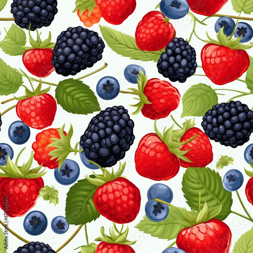 seamless background with berries  raspberry  blueberry  strawberry seamless pattern