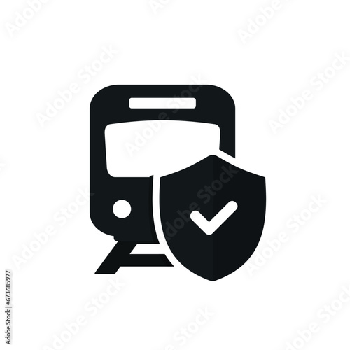Train with shield icon. Illustration vector