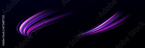 Neon speed lines. Dynamic light motion traces. Light trace wave, trace line.Futuristic neon light lines. Light movement effect, Neon speed lines.