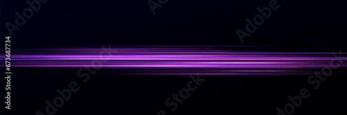 Horizontal neon lines.Blue speed lines.Motion light effect.Vector. red	