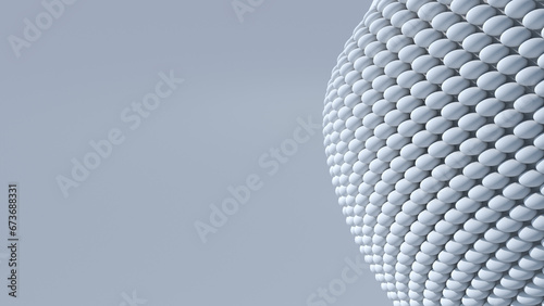 Abstract minimalist round 3d shape wallpaper on light background with balls and circle (ID: 673688331)
