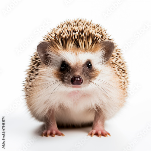 Cute little Hedgehog isolated on white.