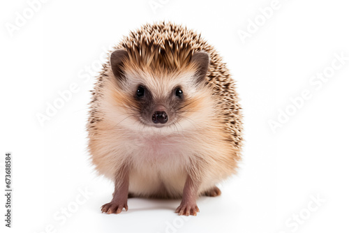 Cute little Hedgehog isolated on white.