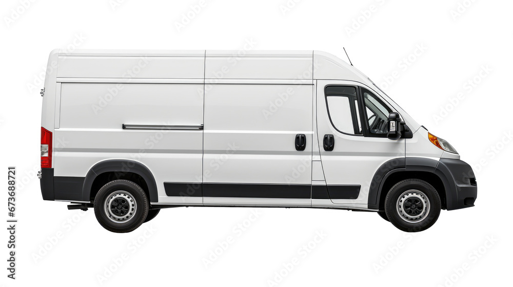 White Cargo Van on Transparent Background for Shipping, png
