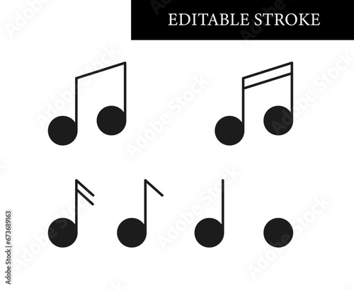 Music notes icons sheet editable stroke