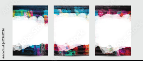 graffiti art texture on brick wall background with white copy space for poster brochure booklet flyer coupon or post, suitable for kids school education hip hop music content photo