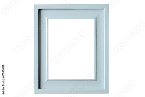 simple thin light blue picture frame on transparent background