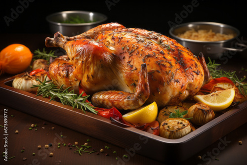 An aromatic roast chicken for thanksgiving festival generative ai