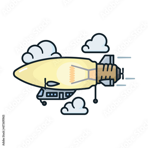 Lightbulb as blimp airship isolated vector illustration for Innovation Day on February 16. Creativity and technology symbol.