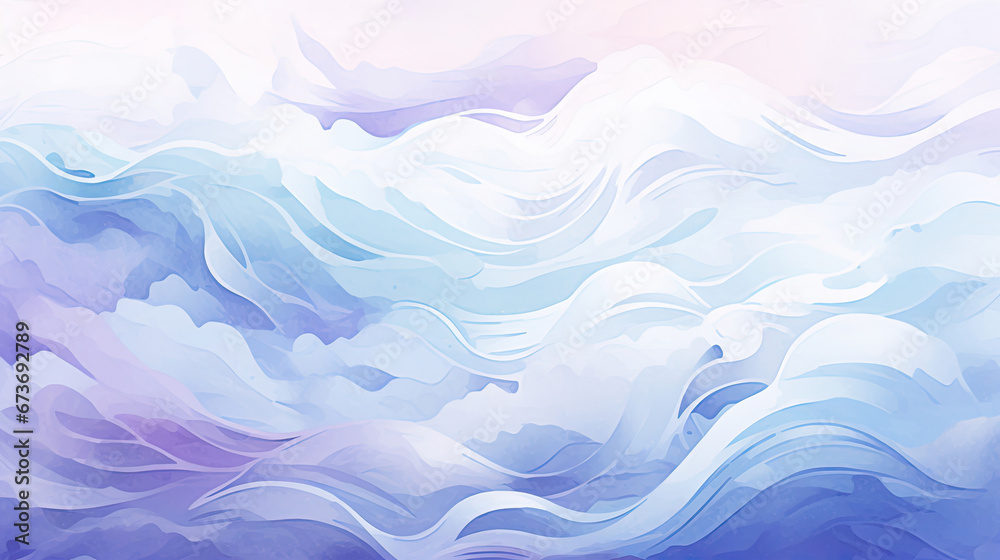 Playful lavender and periwinkle ocean waves dynamic atmosphere