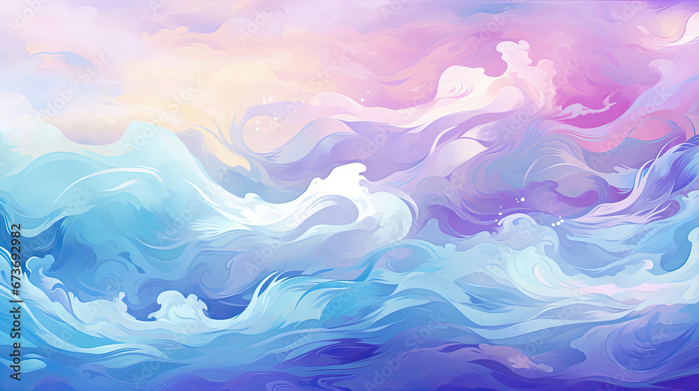 Vivid violet and turquoise ocean waves dynamic