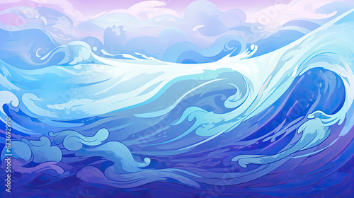 Playful blue and violet wave pattern backdrop