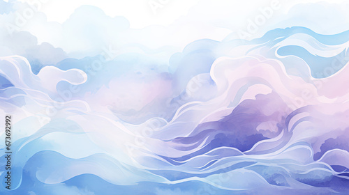 Joyful lavender and aqua waves with playful cartoon dance