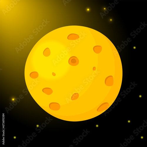 Realistic moon on black background. Vector illustration. 