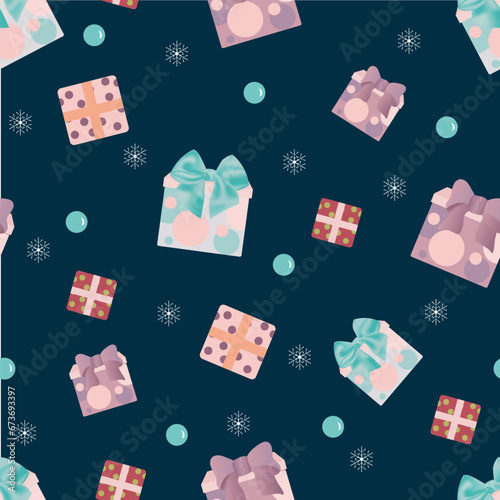 Seamless pattern with the image of gifts. For packaging, fabric.