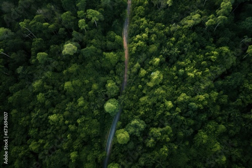 Aerial view of long road and forest.  © Moon Story
