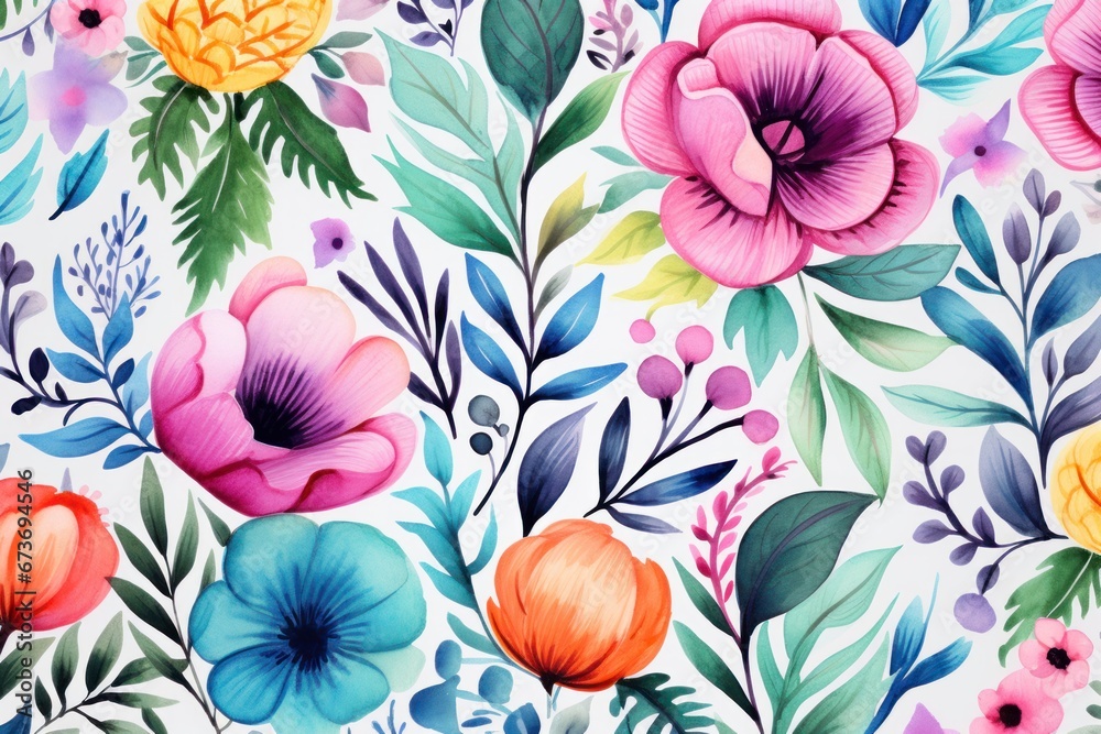 Watercolor of floral with beautiful color pattern.