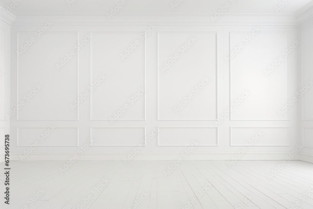 An empty, pristine room, a blank canvas for creative potential, ready to inspire and host works of art.